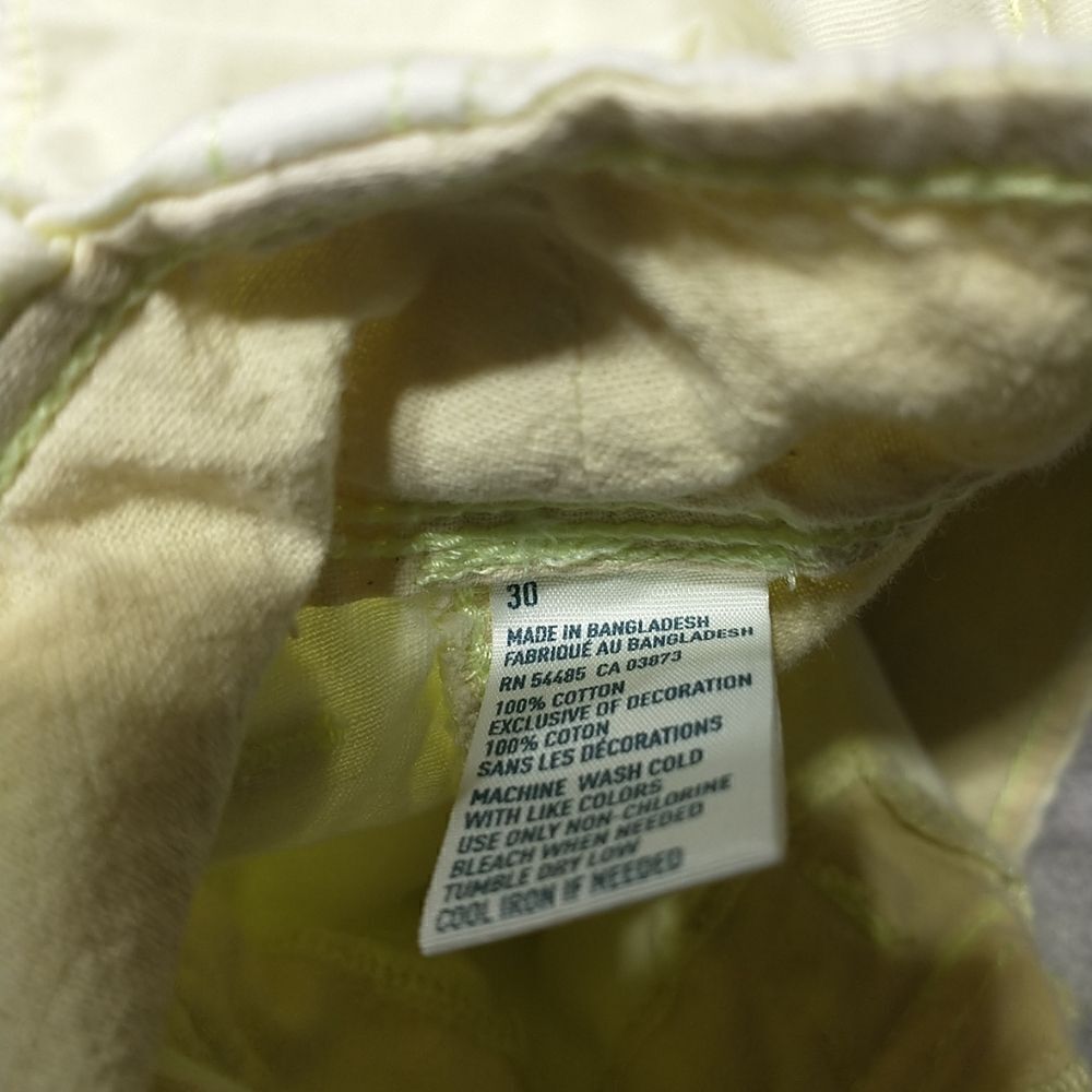 AMERICAN EAGLE Outfitters Mens Size 30 Neon Yellow 100% Cotton 10" Cargo Shorts - Picture 8 of 9